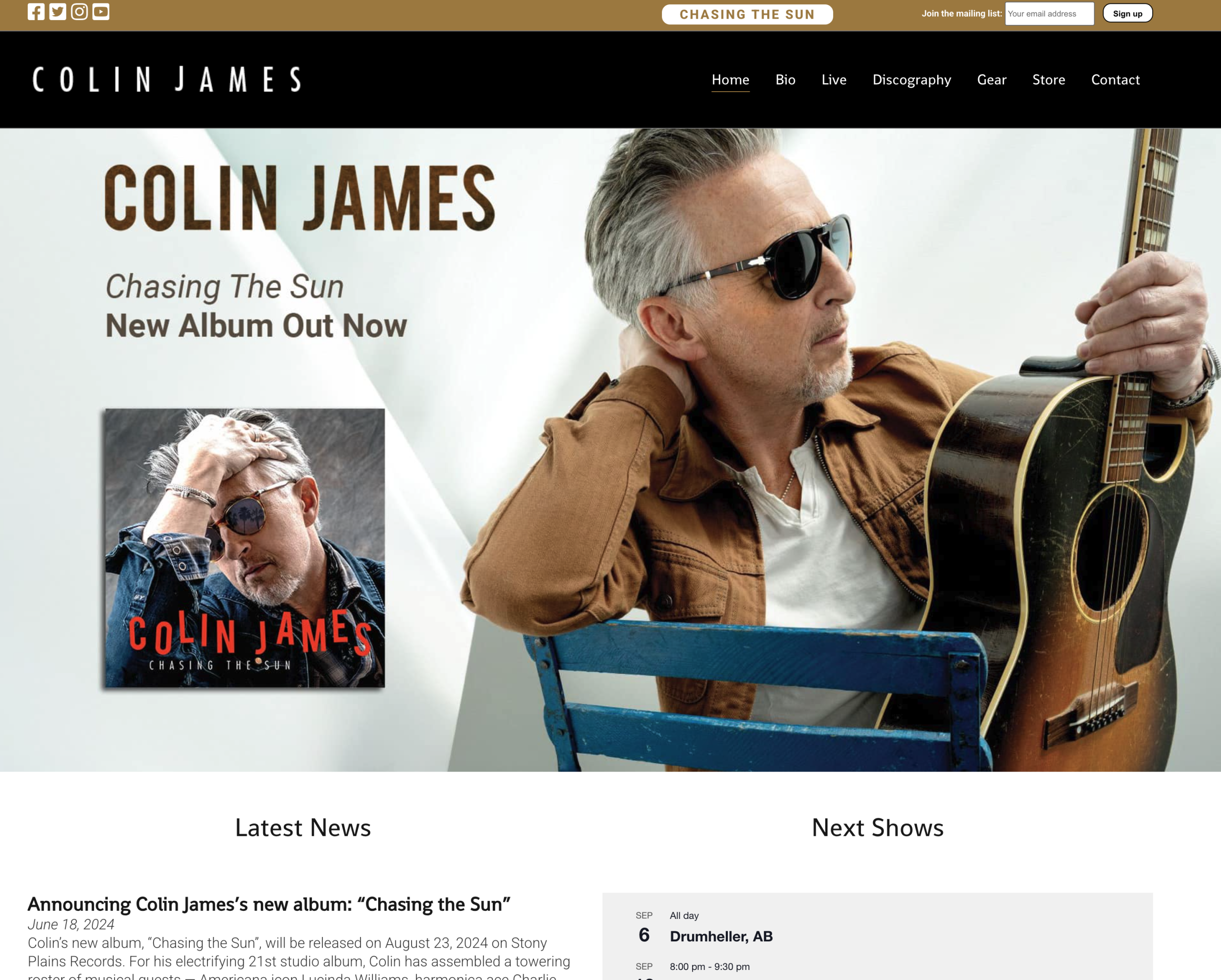 Colin James website