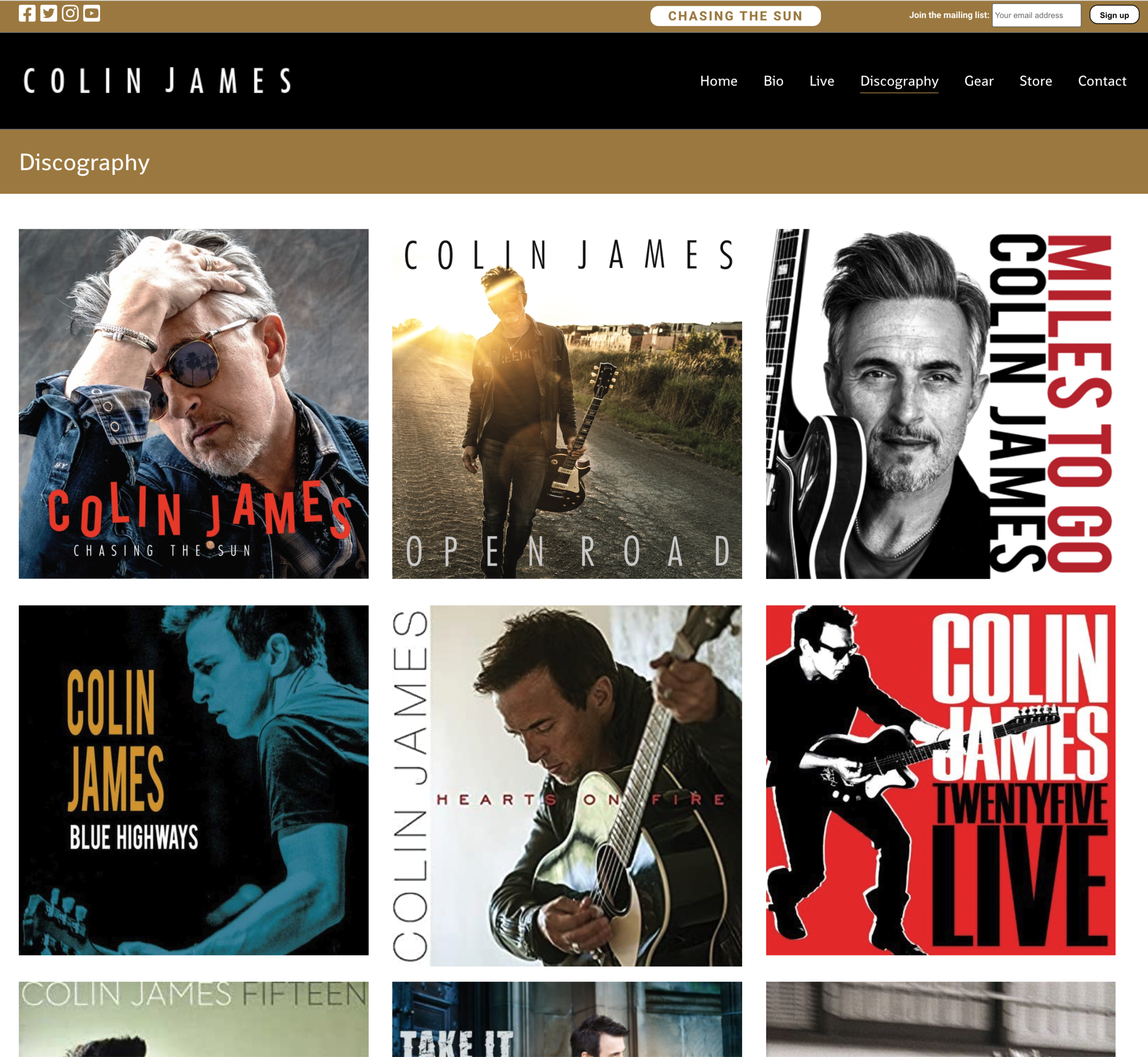 Colin James website